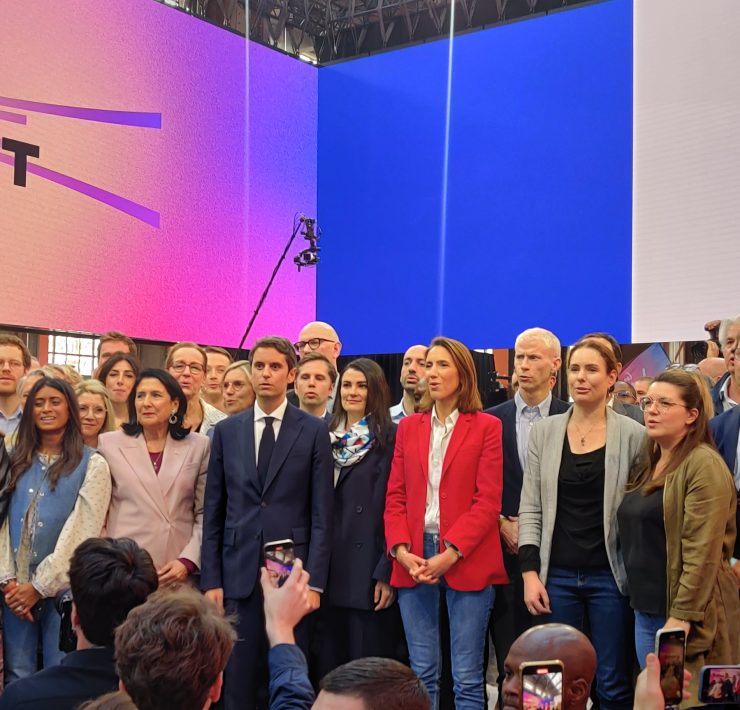 Gabriel Attal et les ccadres de Renaissance et leurs alliés à la Cité du Cinéma, le 06/04/2025.