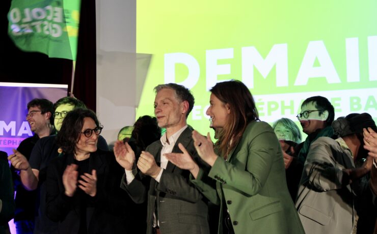 Meeting des Écologistes avec Stéphane Baly et Marine Tondelier, mercredi 11 mars à Lille. © Alexandre Van Assche/Pépère News
