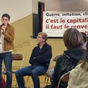nathalie arthaud face aux militants lutte ouvrière et quelques curieux